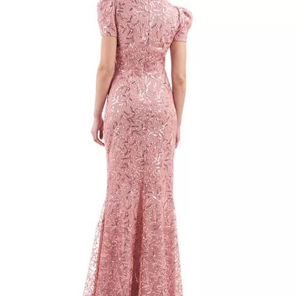 JS Collections Pink Maxi Women's Embroidered Embellished Gown - Picture 2 of 4